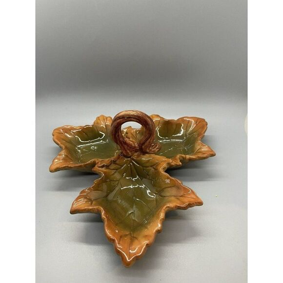 Russ Berrie Hand Painted Fall Leaves Candy Dish Serving Dish‎ - Picture 2 of 3